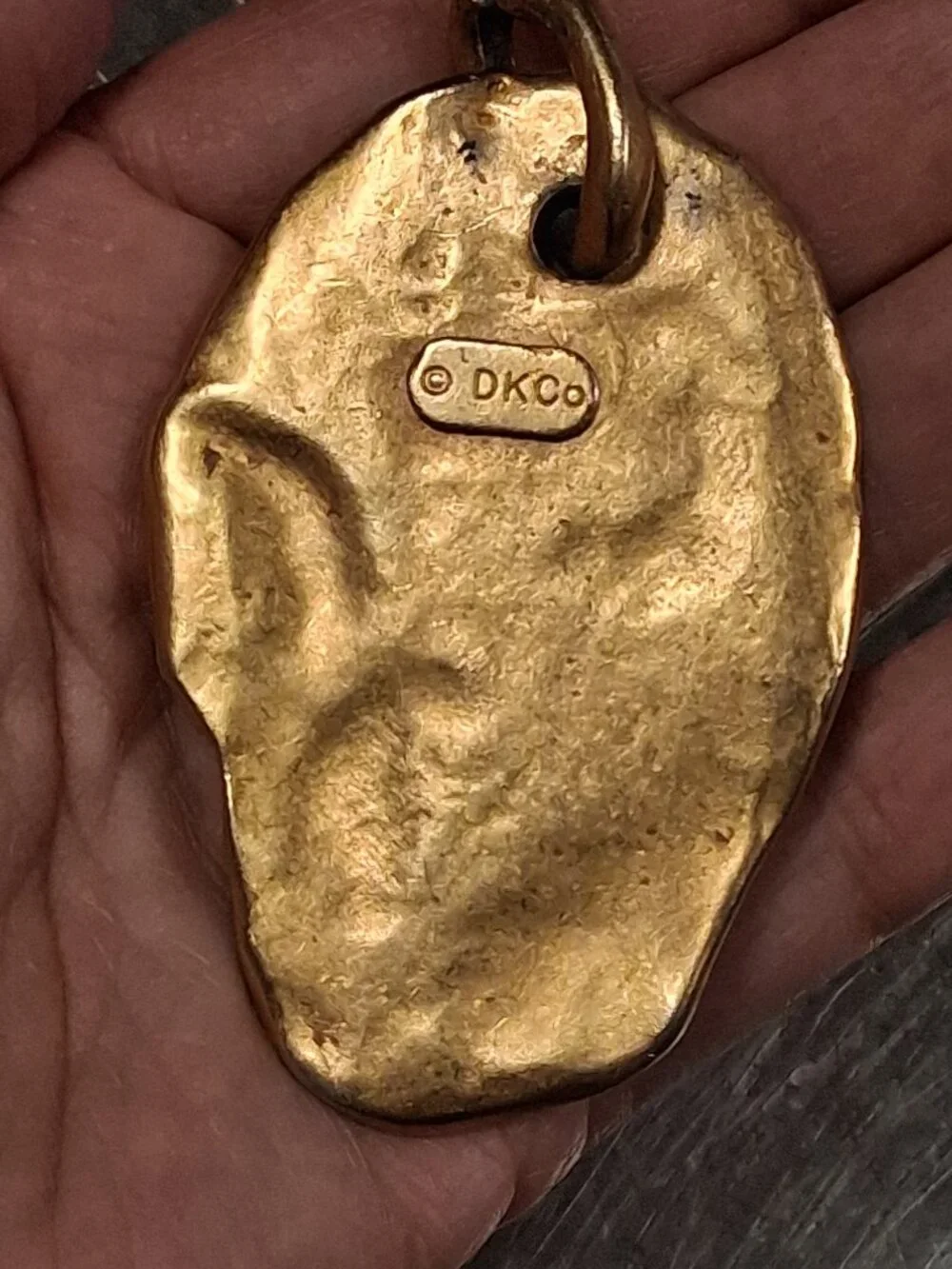 Rare Vintage Donna Karan Company Dk Co Large Chunky Gold Tone Pendant